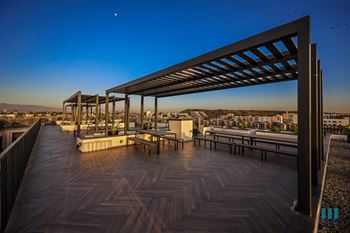 La sunset views from the rooftop deck at motor midway